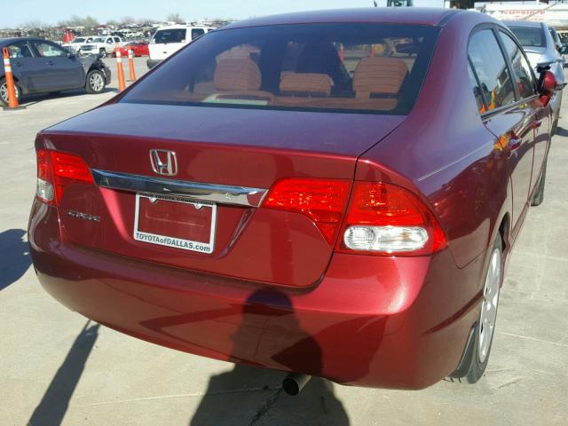 19XFA16549E047049 - 2009 HONDA CIVIC LX MAROON photo 4