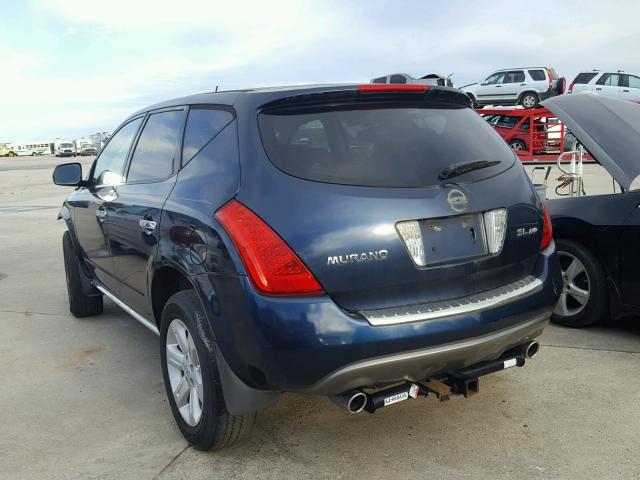 JN8AZ08W37W604267 - 2007 NISSAN MURANO SL BLUE photo 3