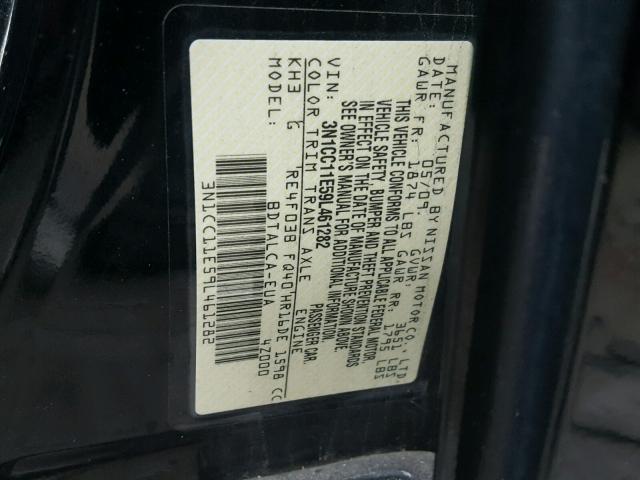 3N1CC11E59L461282 - 2009 NISSAN VERSA S BLACK photo 10