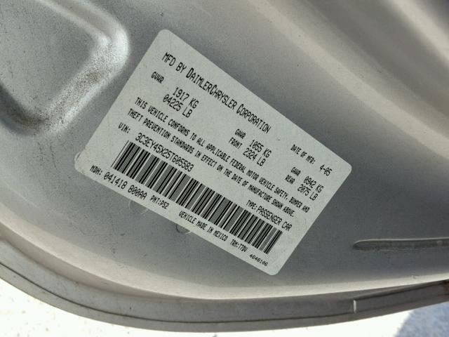 3C3EY45X25T605583 - 2005 CHRYSLER PT CRUISER SILVER photo 10