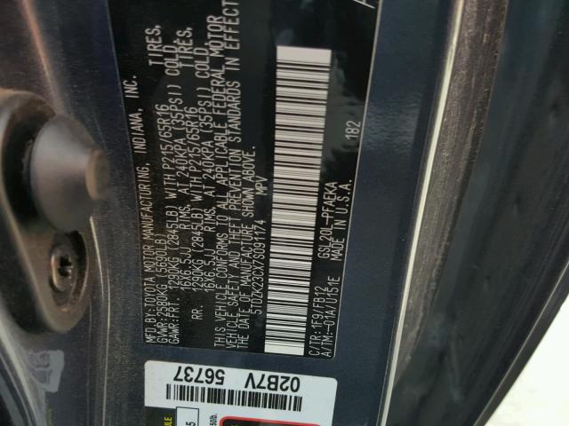 5TDZK23CX7S091174 - 2007 TOYOTA SIENNA CE GRAY photo 10