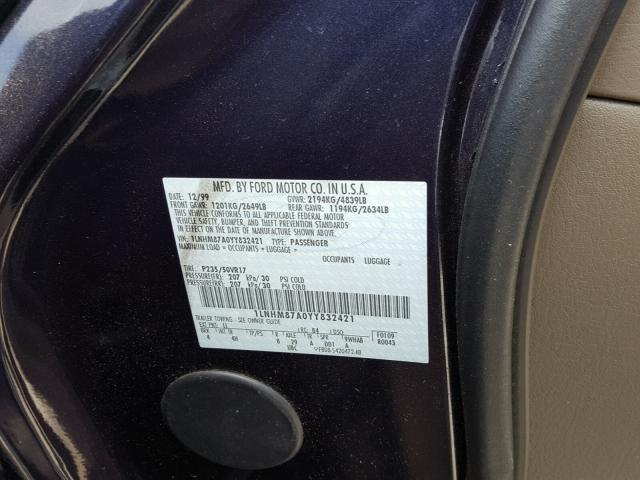 1LNHM87A0YY832421 - 2000 LINCOLN LS BLUE photo 10