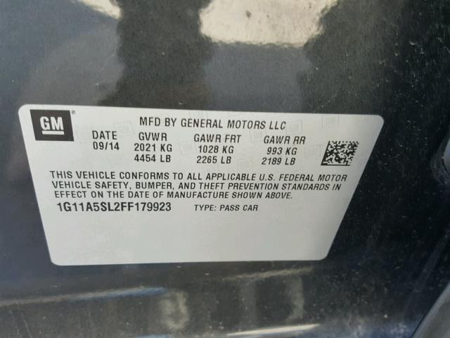 1G11A5SL2FF179923 - 2015 CHEVROLET MALIBU LS 灰色 照片 10