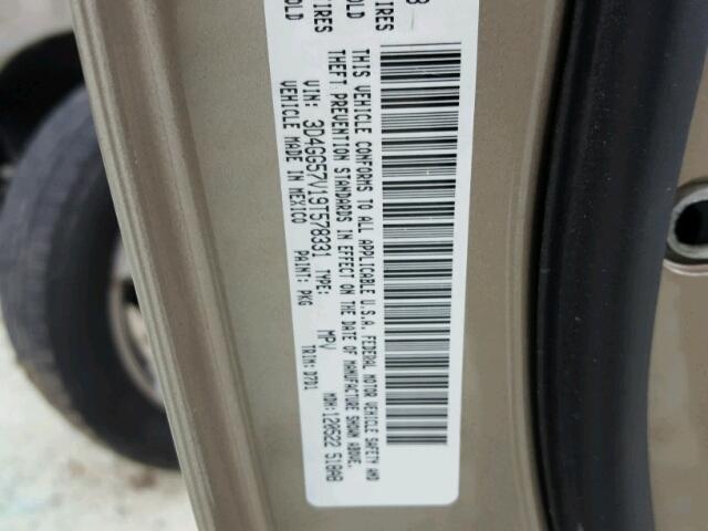 3D4GG57V19T578331 - 2009 DODGE JOURNEY SX TAN photo 10