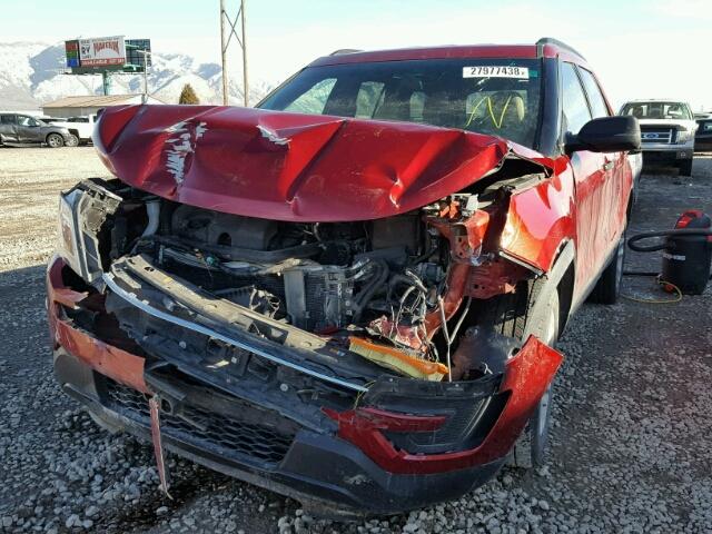 1FM5K8B82GGC58390 - 2016 FORD EXPLORER RED photo 2