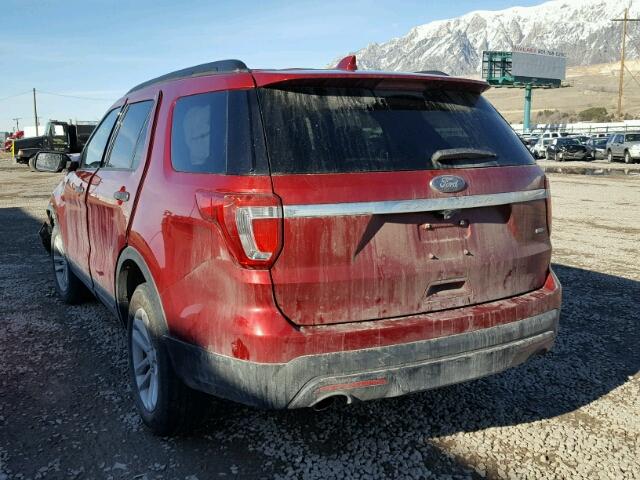 1FM5K8B82GGC58390 - 2016 FORD EXPLORER RED photo 3