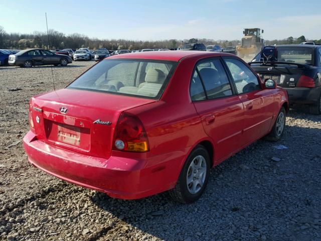 KMHCG45C35U635261 - 2005 HYUNDAI ACCENT GL RED photo 4