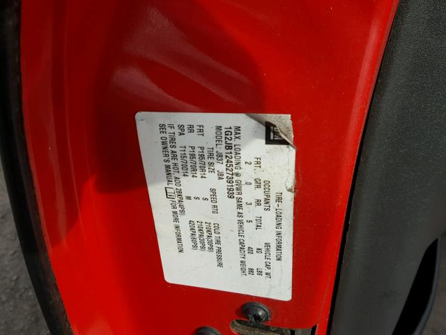 1G2JB124527391939 - 2002 PONTIAC SUNFIRE SE RED photo 10