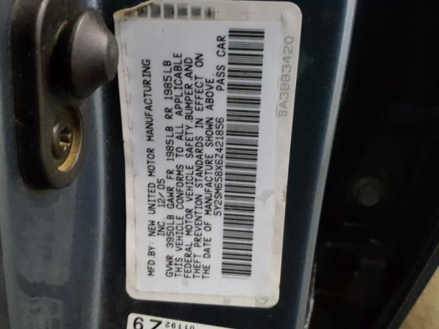 5Y2SM658X6Z421856 - 2006 PONTIAC VIBE BLUE photo 10