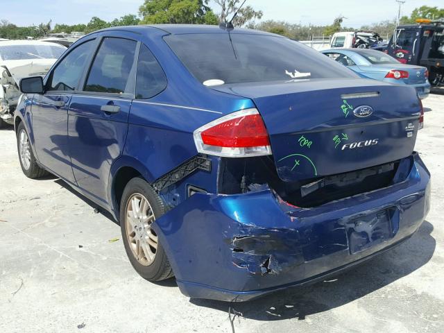 1FAHP35N29W148624 - 2009 FORD FOCUS SE BLUE photo 3