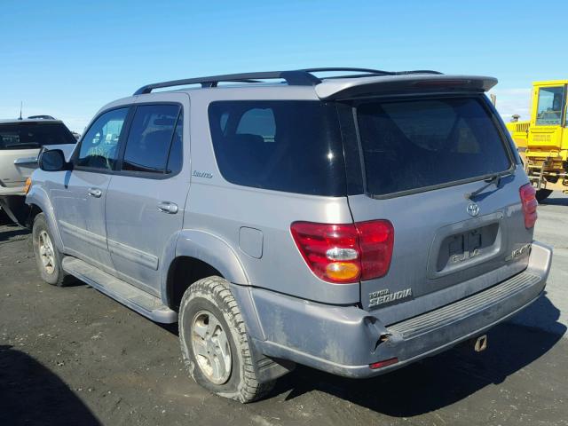 5TDBT48A02S088682 - 2002 TOYOTA SEQUOIA LI GRAY photo 3