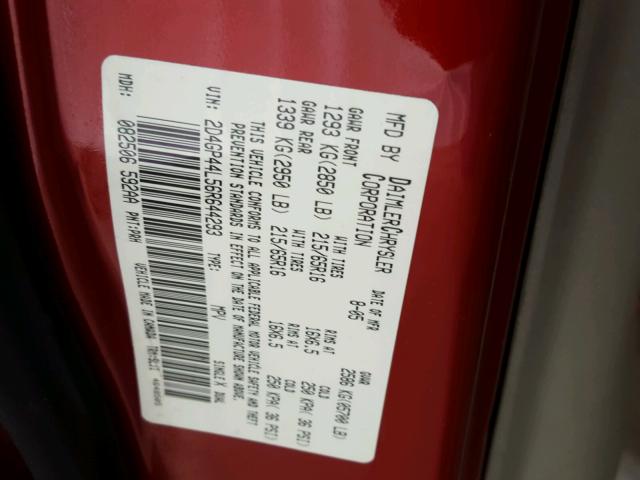 2D4GP44L56R644293 - 2006 DODGE GRAND CARA RED photo 10