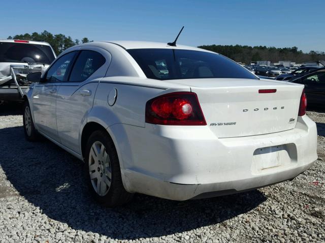 1C3CDZAB3CN224347 - 2012 DODGE AVENGER SE WHITE photo 3