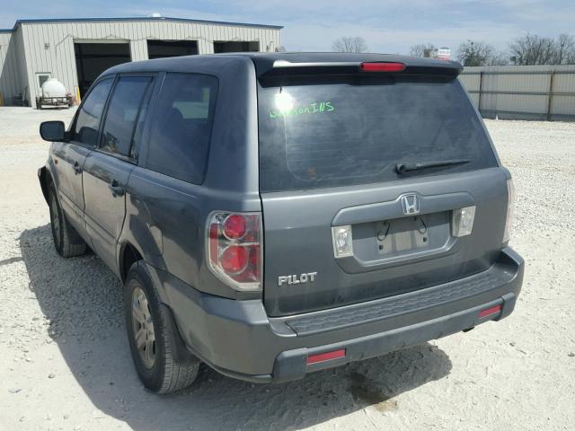 5FNYF28137B010687 - 2007 HONDA PILOT LX CHARCOAL photo 3