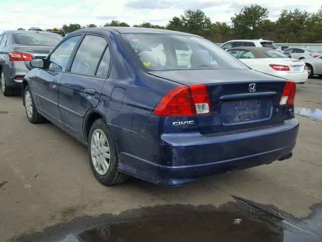 2HGES16575H575712 - 2005 HONDA CIVIC LX BLUE photo 3