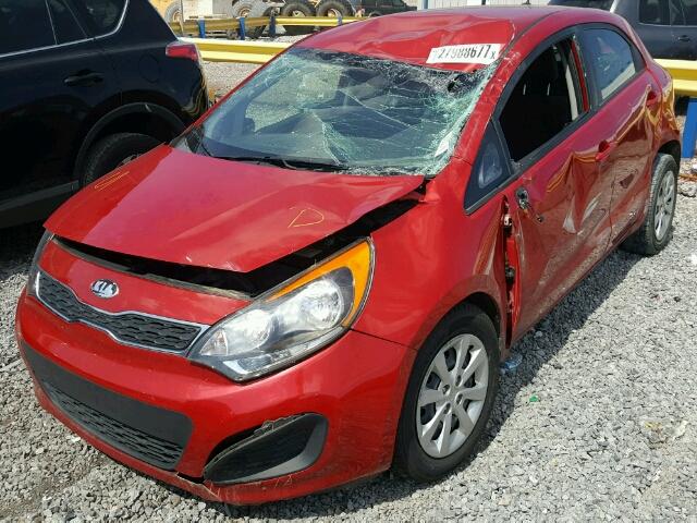 KNADN5A38D6227719 - 2013 KIA RIO EX RED photo 2