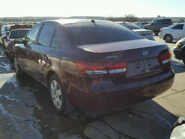 5NPET46C68H400245 - 2008 HYUNDAI SONATA GLS MAROON photo 3