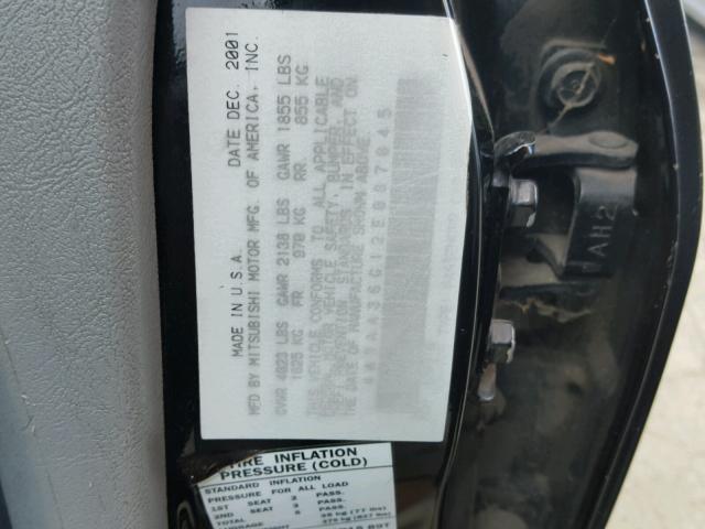 4A3AA36G12E087045 - 2002 MITSUBISHI GALANT DE BLACK photo 10