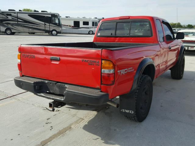 5TEWN72N82Z135629 - 2002 TOYOTA TACOMA XTR RED photo 4