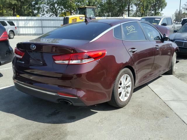 5XXGT4L38GG114727 - 2016 KIA OPTIMA LX BURGUNDY photo 4