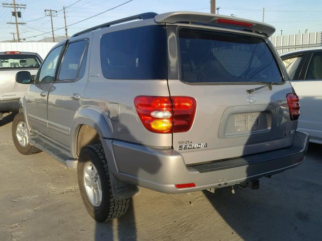 5TDZT38A22S131332 - 2002 TOYOTA SEQUOIA LI SILVER photo 3