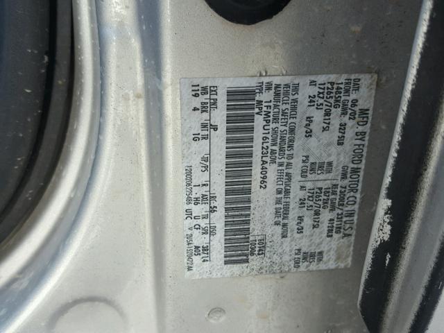 1FMPU16L23LA40962 - 2003 FORD EXPEDITION SILVER photo 10