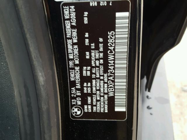 WBXPA73414WC42825 - 2004 BMW X3 2.5I BLACK photo 10