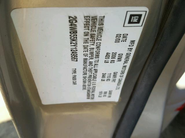 2G4WB55K2Y1249567 - 2000 BUICK REGAL LS 金色 照片 10