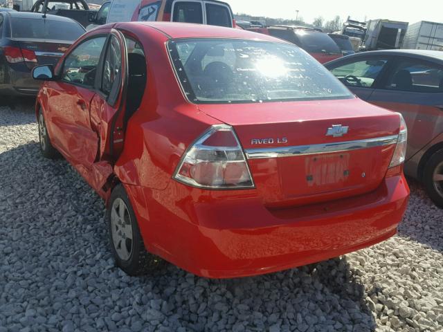 KL1TD56698B129873 - 2008 CHEVROLET AVEO BASE RED photo 3