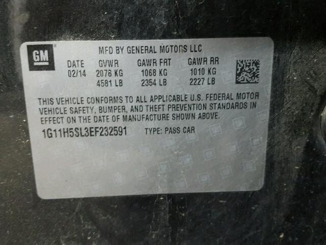 1G11H5SL3EF232591 - 2014 CHEVROLET MALIBU LTZ 黑色 照片 10