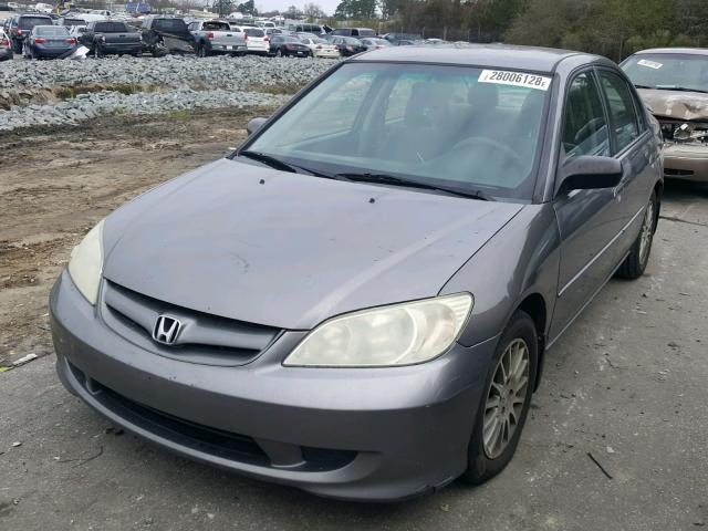 2HGES15515H622847 - 2005 HONDA CIVIC LX GRAY photo 2