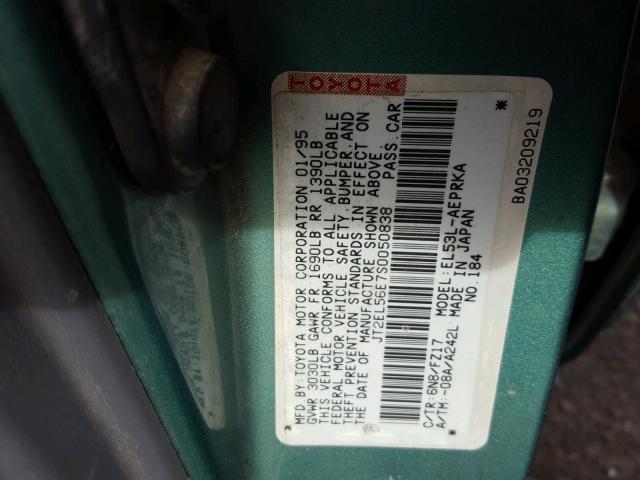 JT2EL56E7S0050838 - 1995 TOYOTA TERCEL DX GREEN photo 10