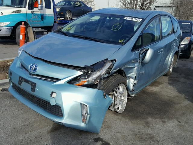 JTDZN3EUXEJ006024 - 2014 TOYOTA PRIUS V TEAL photo 2