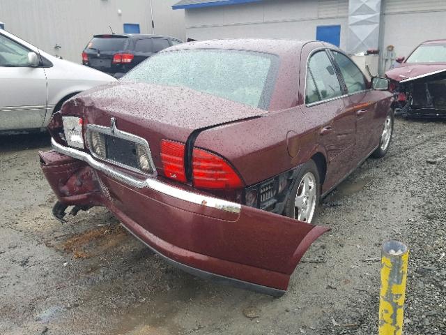 1LNHM86S2YY835010 - 2000 LINCOLN LS BURGUNDY photo 4