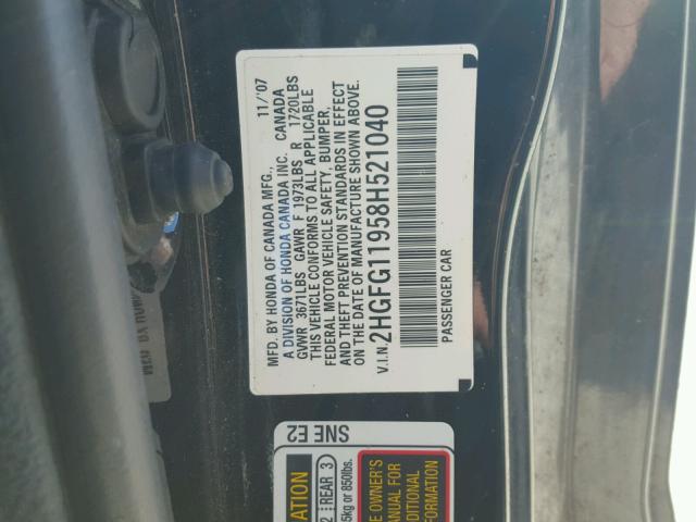 2HGFG11958H521040 - 2008 HONDA CIVIC EXL Qara foto 10