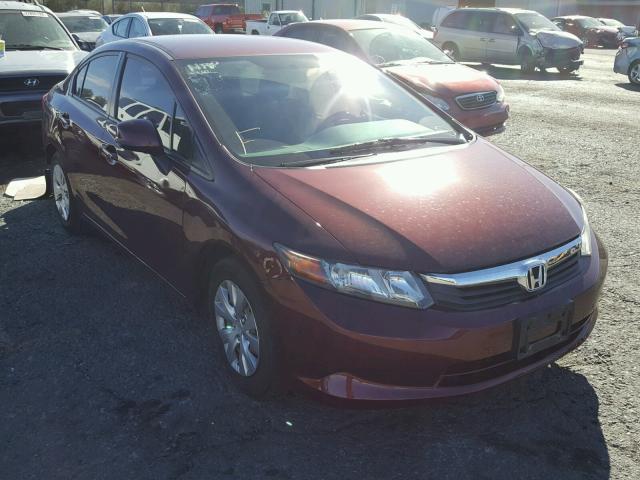 2HGFB2F58CH536506 - 2012 HONDA CIVIC LX MAROON photo 1