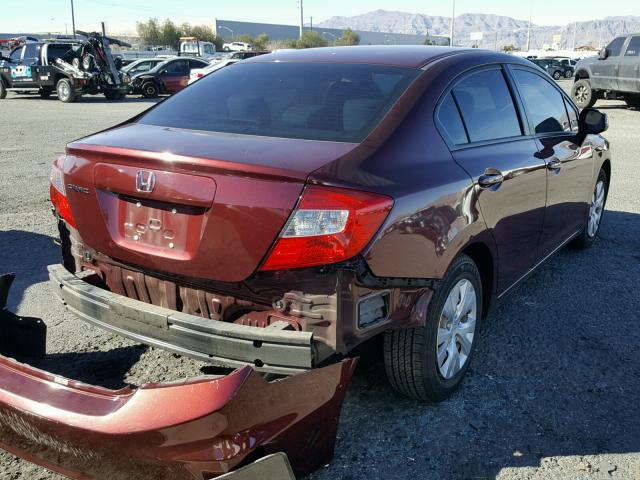 2HGFB2F58CH536506 - 2012 HONDA CIVIC LX MAROON photo 4