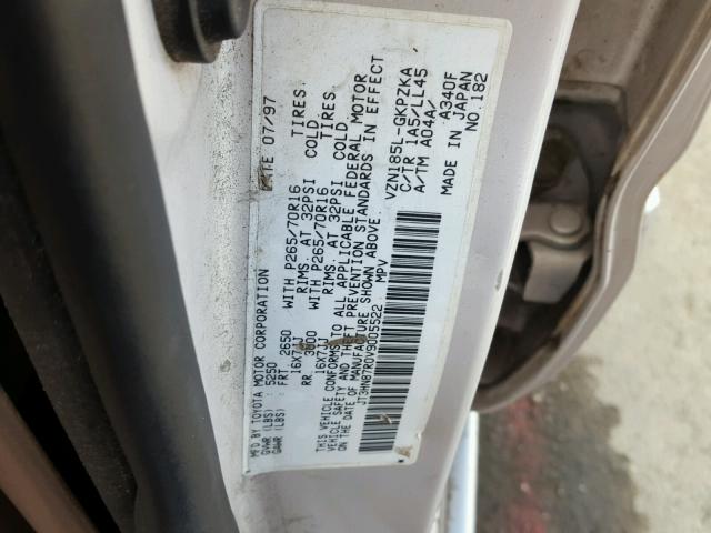 JT3HN87R0V9005522 - 1997 TOYOTA 4RUNNER LI WHITE photo 10