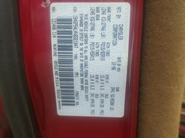 1B4GP54L4VB321947 - 1997 DODGE GRAND CARA RED photo 10