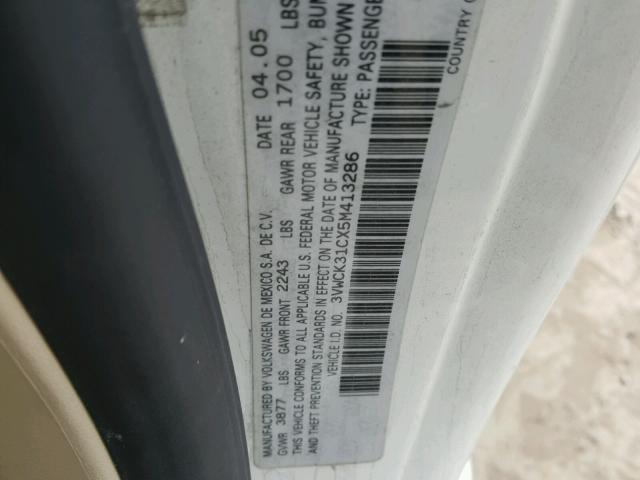 3VWCK31CX5M413286 - 2005 VOLKSWAGEN NEW BEETLE 白色 照片 10