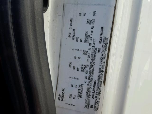 3HSDJSJR9CN606617 - 2012 INTERNATIONAL PROSTAR أبيض صورة 10