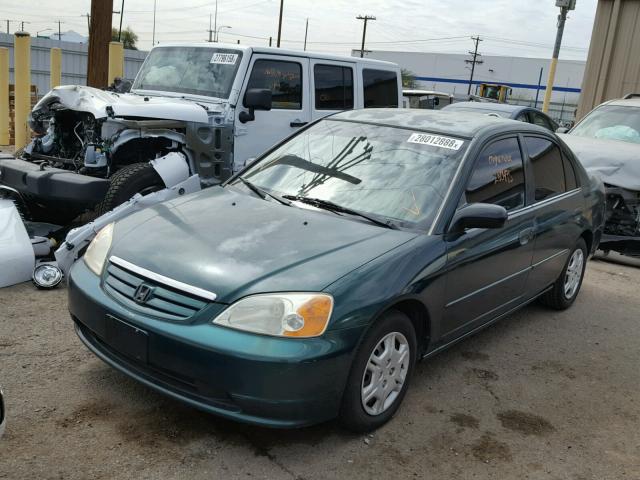 2HGES16531H534780 - 2001 HONDA CIVIC LX GREEN photo 2