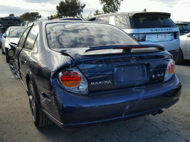 JN1DA31D82T443292 - 2002 NISSAN MAXIMA GLE BLUE photo 3