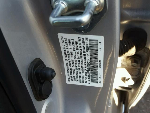 19XFB2F54DE227515 - 2013 HONDA CIVIC LX SILVER photo 10