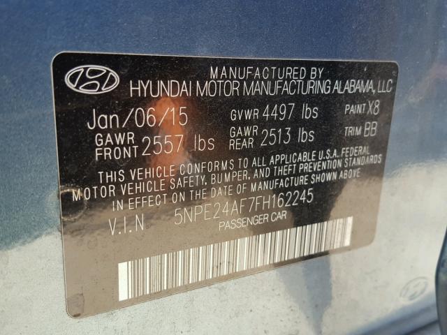 5NPE24AF7FH162245 - 2015 HYUNDAI SONATA SE GREEN photo 10