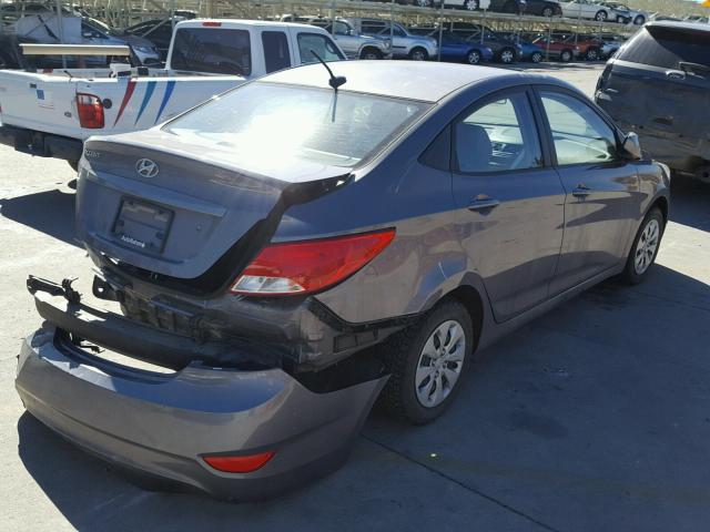 KMHCT4AE1GU956284 - 2016 HYUNDAI ACCENT SE GRAY photo 4