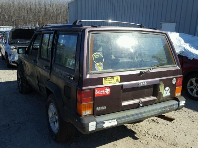 1J4FJ88S1NL107182 - 1992 JEEP CHEROKEE S MAROON photo 3