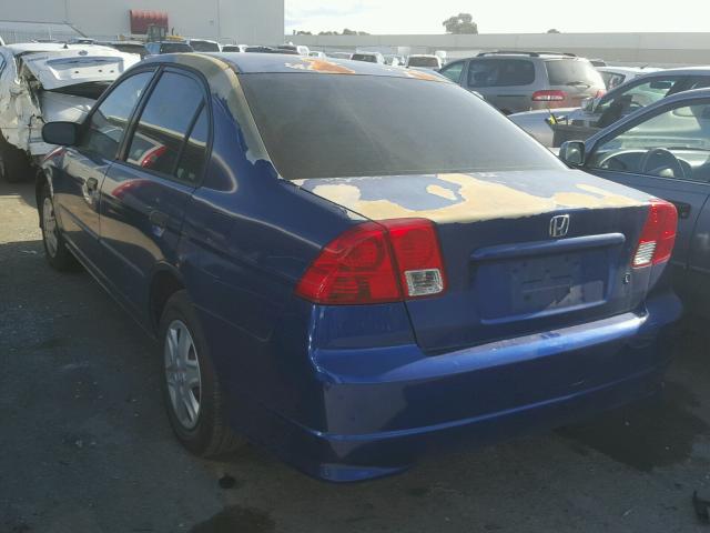 2HGES163X4H599726 - 2004 HONDA CIVIC DX V BLUE photo 3