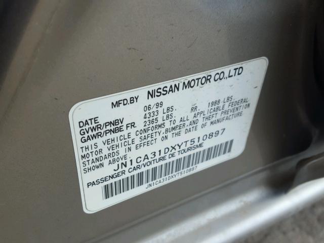 JN1CA31DXYT510897 - 2000 NISSAN MAXIMA GLE SILVER photo 10