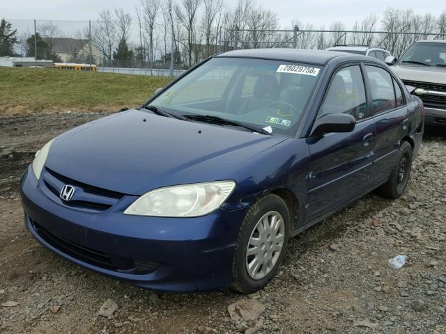 2HGES16635H575800 - 2005 HONDA CIVIC LX BLUE photo 2